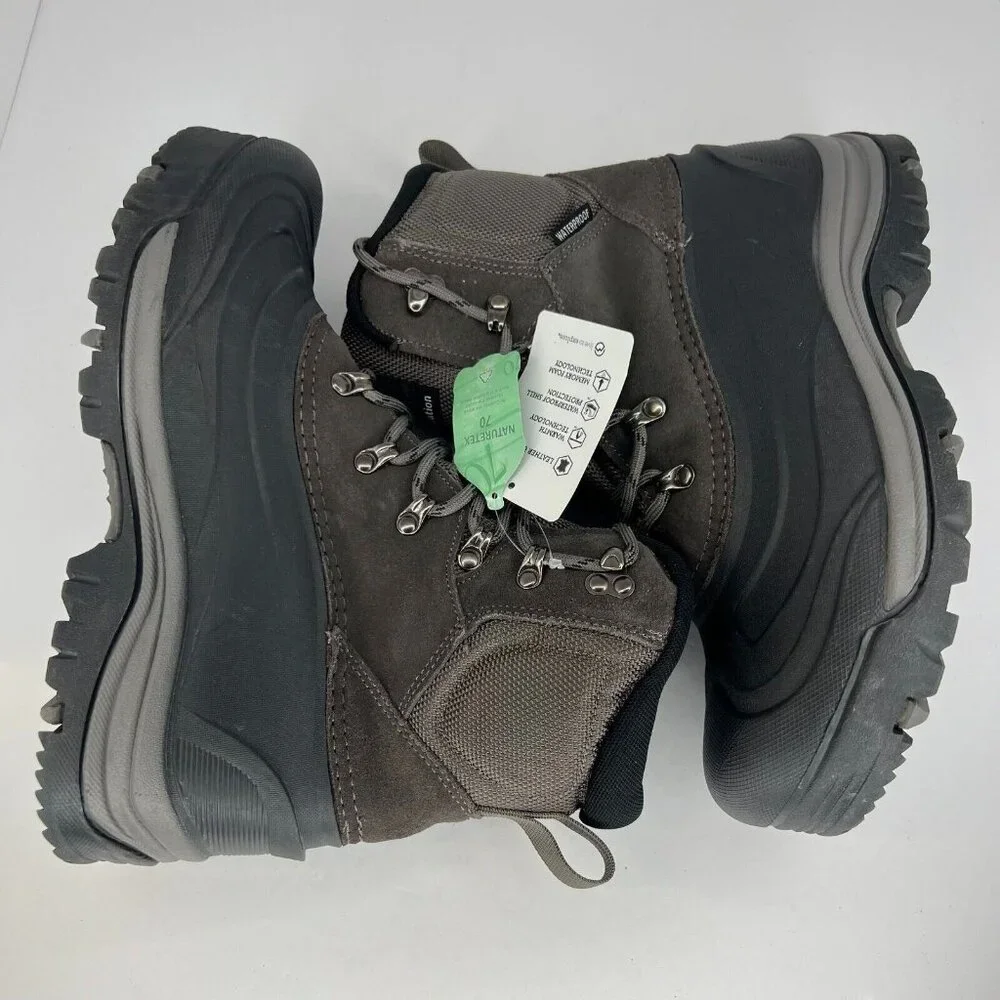 Magellan Outdoor Mens 177852 Gray Leather Lace Up Ankle Size 9D Hiking Boots